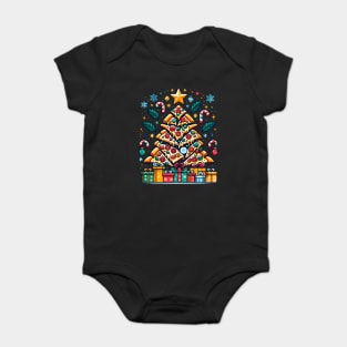 Xmas Tree with Pizza, Funny Pizza Lover Baby Bodysuit